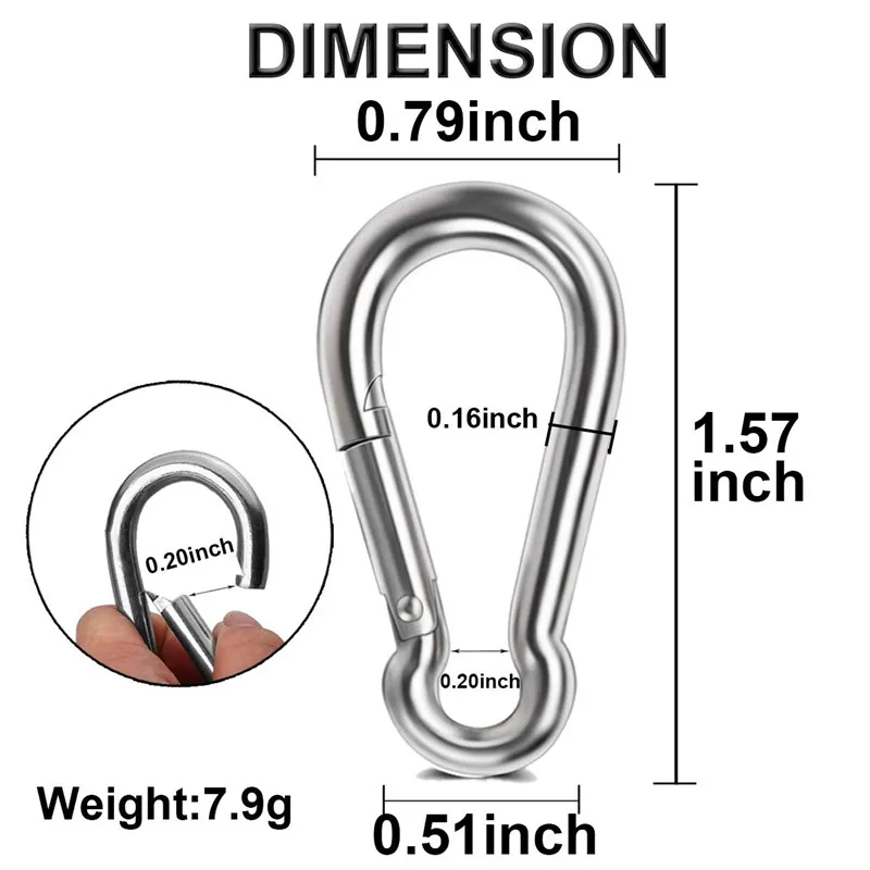 STEEL CARABINER 8MM x 80MM Snap Spring Loaded Key Clip Hook Karabiner Carabina e
