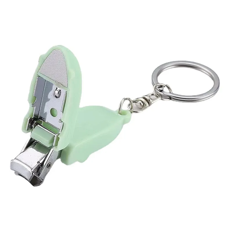 Candy Color Mini Stainless Steel Foldable Hand Toe Nail Clippers Cutter With Keychain Cutter Trimmer Silver Nail Art Tool