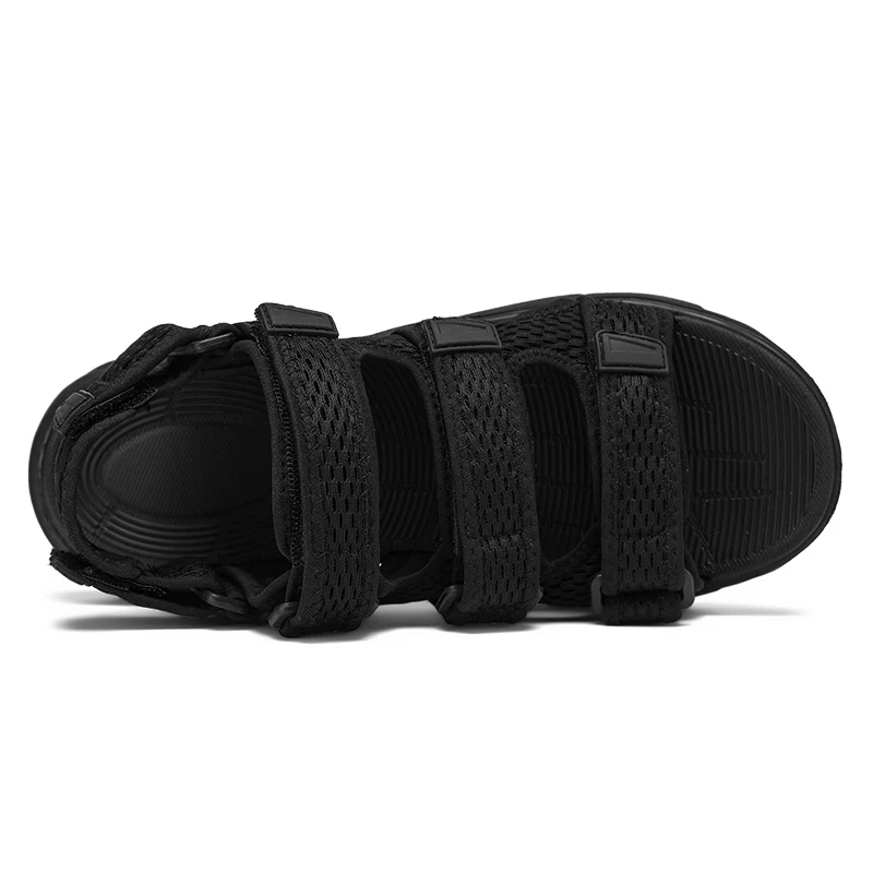 Summer Mens Adjustable Sandals Men Thick Sole Bottom Sandals Black Mesh Breathable Sandal Size 40-46