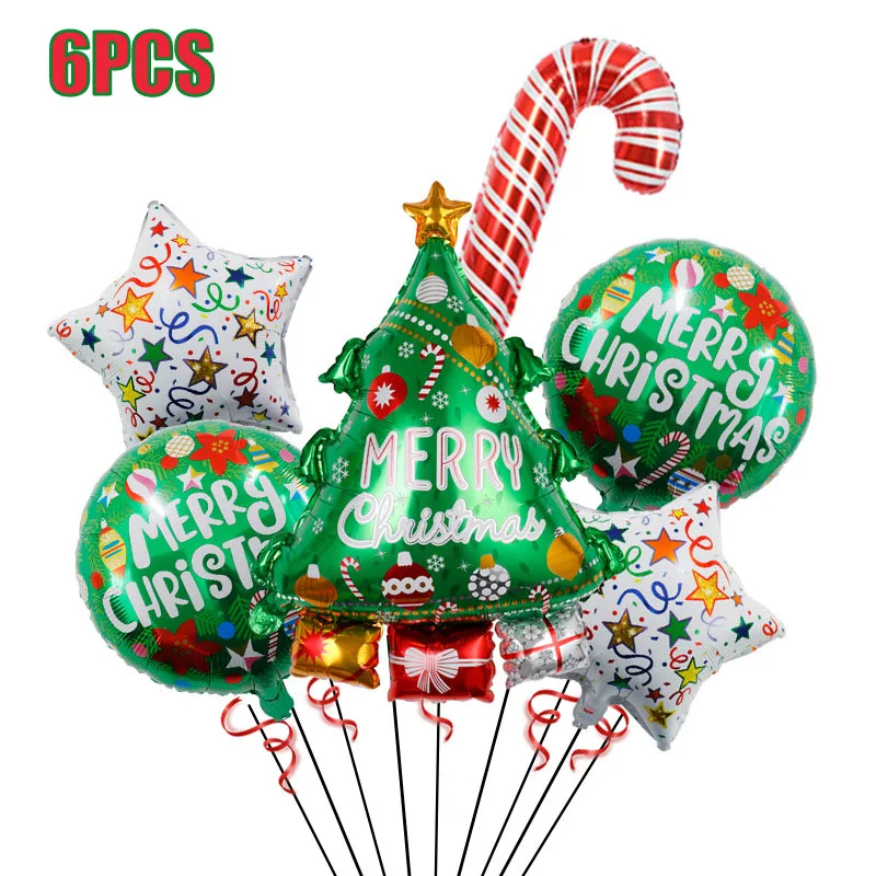thumbnail image 1 of Globos navideños para decoración de fiesta de Feliz Navidad, caja de regalo con forma de reno, muñeco de nieve y Papá Noel, globos inflables de aluminio para Navidad, 1 of 5