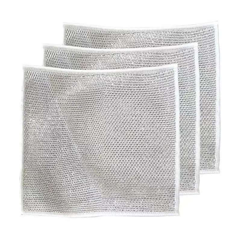 Metallic Line Quick Drying Cleaning Cloth/scouring Pad/rag Wire Dish Cloth cleaning cloth dish cleaning cloth microfiber dish cloth dish cloth towel cleaning cloth