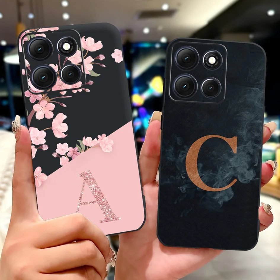 Stylish Floral Letter Design Shockproof Soft TPU Silicone Case