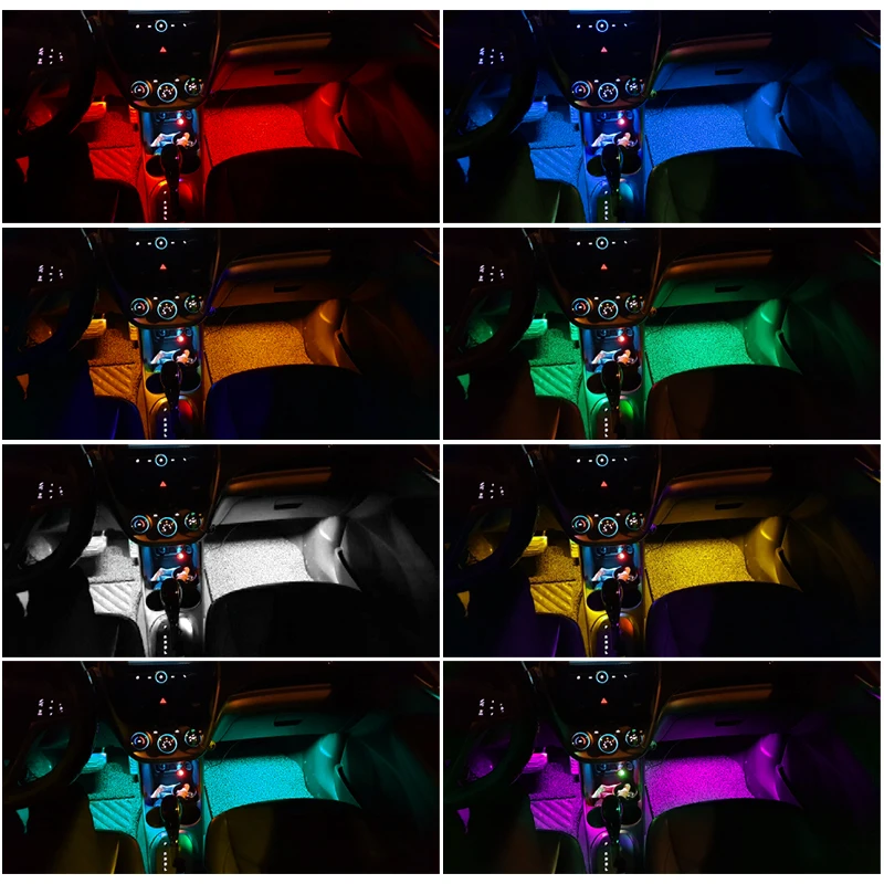 LED 자동차 인테리어 앰비언트 풋 스트립 라이트 키트, 백라이트 액세서리, 원격 앱 음악 제어, 자동 RGB 네온 장식 램프