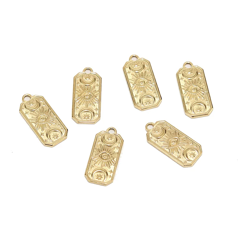 

10pcs Stainless Steel 10x22.5mm Star Moon Sun Devil Eye Pendants Charms For DIY Jewelry Necklace Making Crafts Accessories New