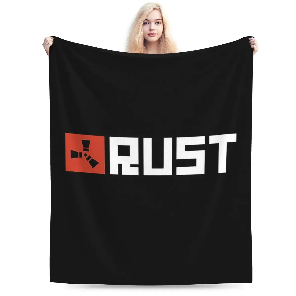 Rust Game Logo Blanket Soft Warm Flannel Throw Blanket Cover for Bed Living room Picnic Travel Home Couch 3
