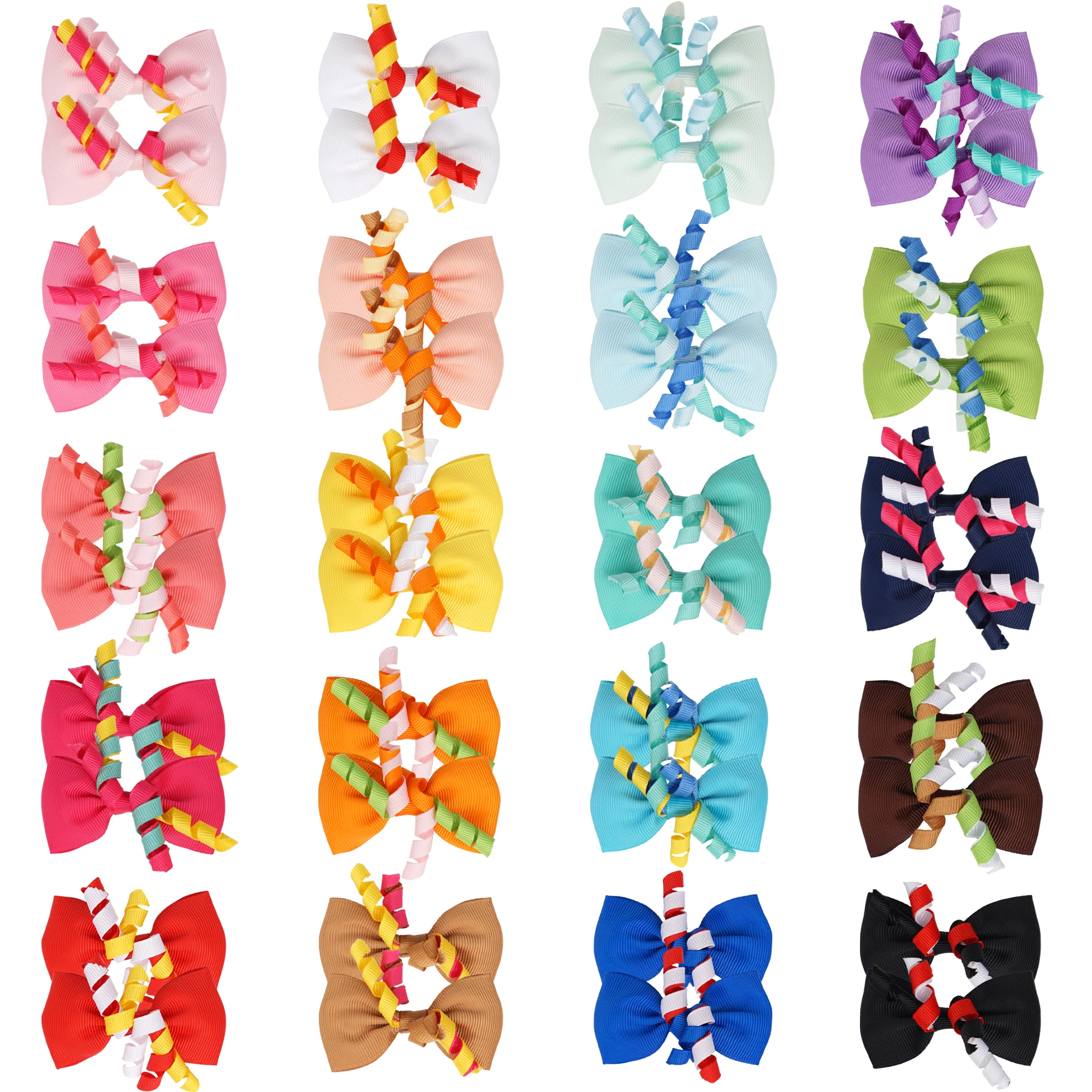 

30/40 Pieces 3 Inch Curly Koker Bows Fully Lined Hair Clips for Baby girls Toddlers Festival Gifts hair accessories