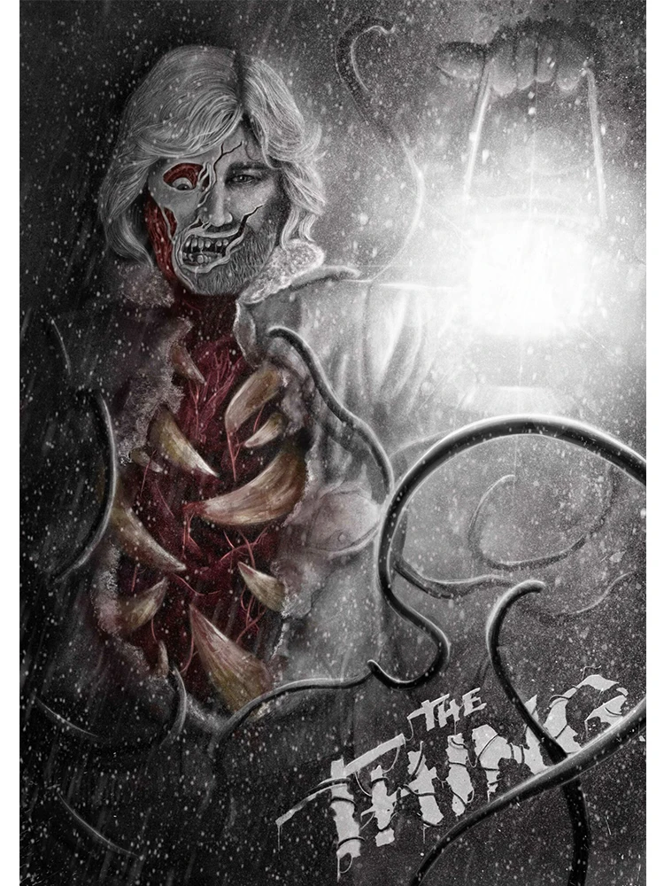 thumbnail image 1 of Pósteres de la película de terror clásica The Thing, pintura en lienzo, imagen artística de pared de John Carpenter para dormitorio, decoración del hogar, 1 of 5