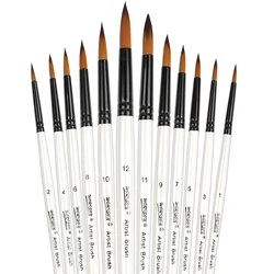 Premium 12-Piece Filbert Paint Brush Set - Versatile Artist Brushes for Acrylic, Oil, Watercolor, and Gouache Painting (Round)