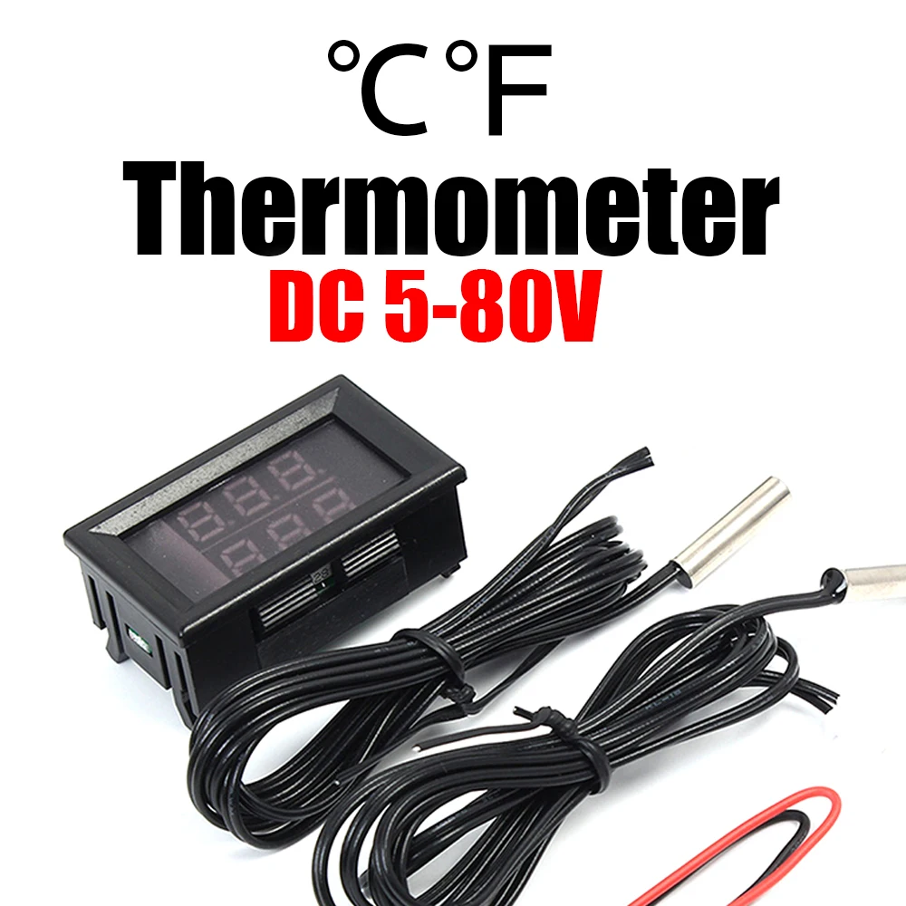 Dual Led Digital Display Termômetro Medidor de Temperatura Sensor Ntc 50c a 125c dc 12v 24v 36v 48v 60v 72v Carro