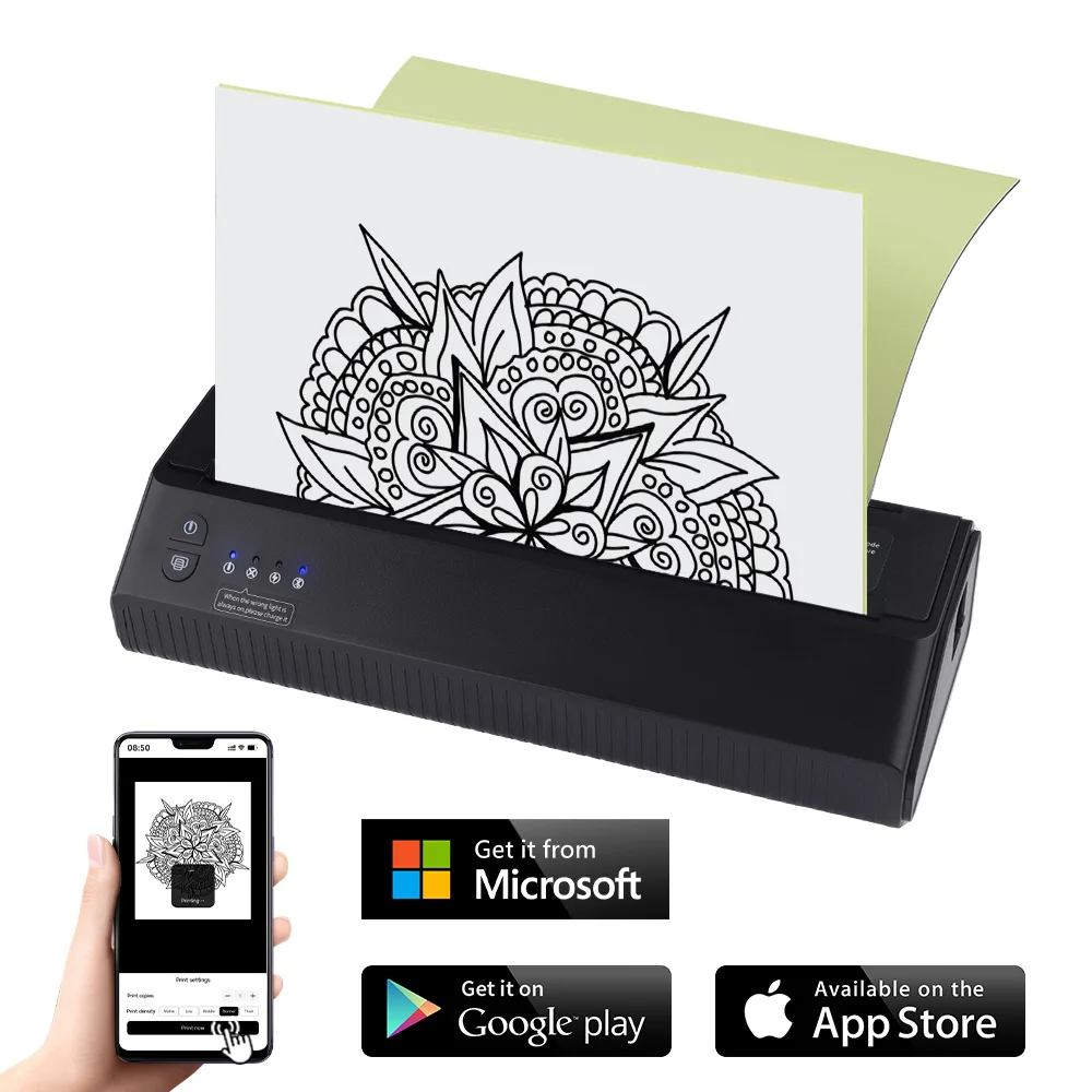 XNET Portable Wireless Tattoo Printer Thermal Printer Transfer Bluetooth USB Mobile Machine Text PDF Document Maker with Paper hprt cp4000l 4x6 wireless thermal photo printer