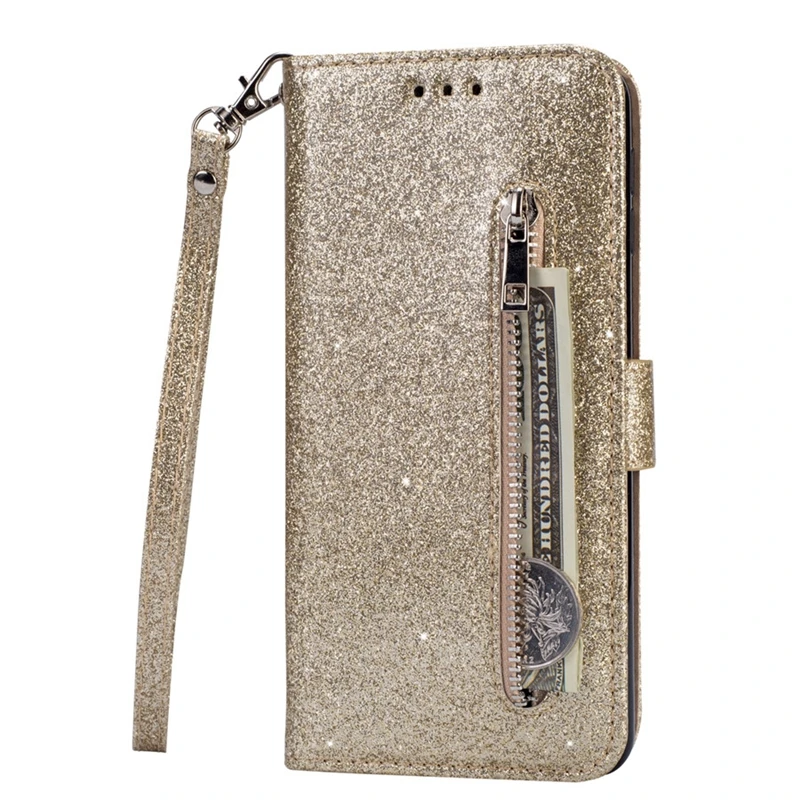 Glamorous Glitter Leather Wallet Flip Case Cover
