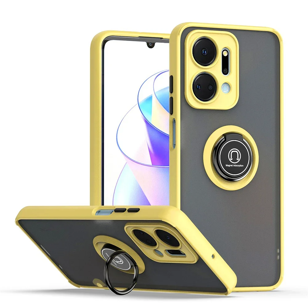 Shockproof Matte Case with Car Magnet Ring Holder Cover