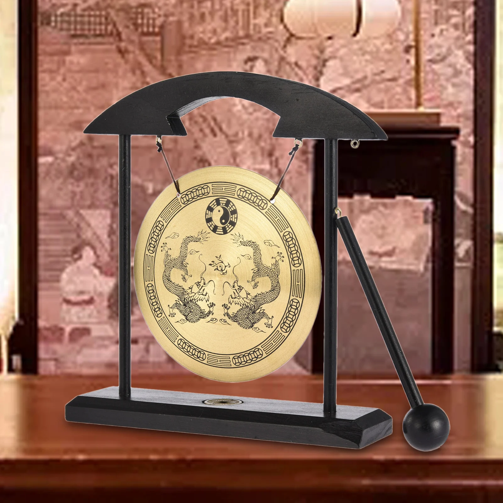 Zen Art Brass Feng Shui Desktop Gong Dragon Gong Brass Feng Shui Buddha Decor Desktop For Living Room Decoration