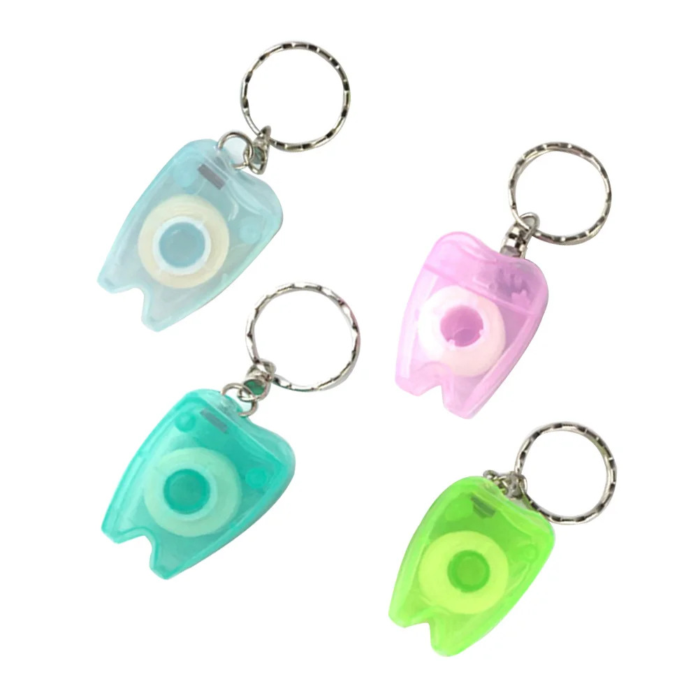 

4pcs 15M Dental Floss Portable Keychain Key Ring Floss Stick For Teeth Cleaning Oral Care (Random Color)