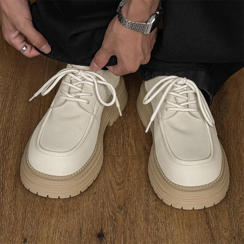 Men's Minimalist Leather Shoes With Thick Sole For Outdoor Work_voghion.com