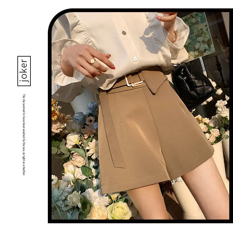 Women 2022 Summer High Waist Shorts Female Wide Leg Loose A-line Shorts Office Lady Elegant Casual Suit Shorts Feminino C27 womens clothing