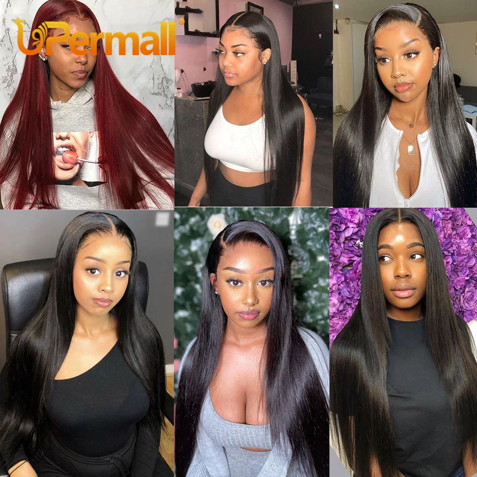 Upermall 2/3/4 Remy Straight Human Hair Bundles With 13x4 Lace Closure and Bundle 10A human hair bundles