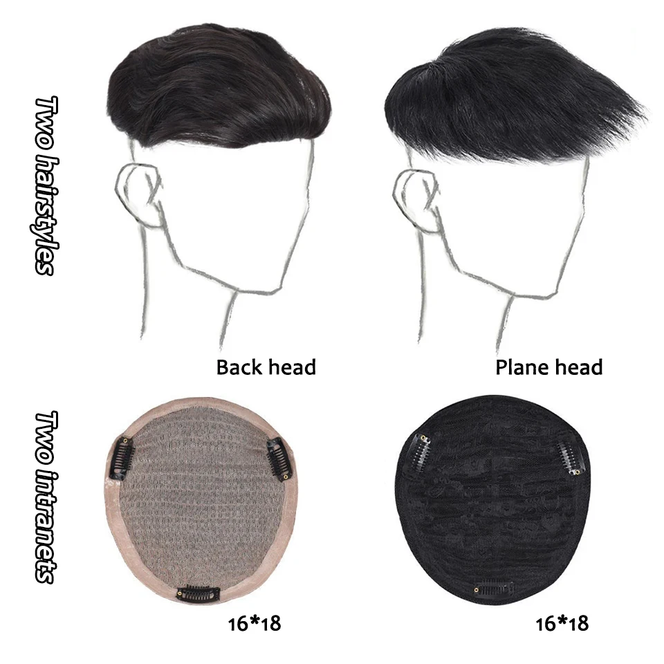 Synthetic Short Hair Wigs for Men Handsome Bald Forehead Replacement