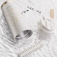 GIANXI 500ML Flower Pattern Coffee Cup Stainless Steel Coffee Thermo Bottle Household Cafe Cup For Coffee Coffeeware Teaware 4