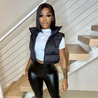 Autumn And Winter Women's Short Cotton Down Vest Short Stand-up Collar Warm Sleeveless Quilted Vest Outdoor Travel Jacket Tops 4