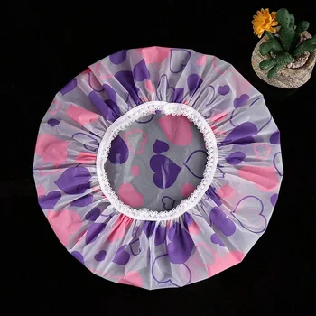 5pcs Waterproof Shower Cap WOMEN'S Household Bathing Anti-oil Smoke Hair Care Shower Cap Dry Hair Cap 2