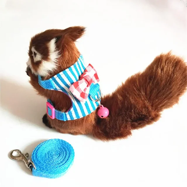 Pet Chest Strap Striped Hamster Rabbit Bow-knot Harness Vest Leash Traction Rope Ferrets Rats Chest Strap Small Pet Leashes 2