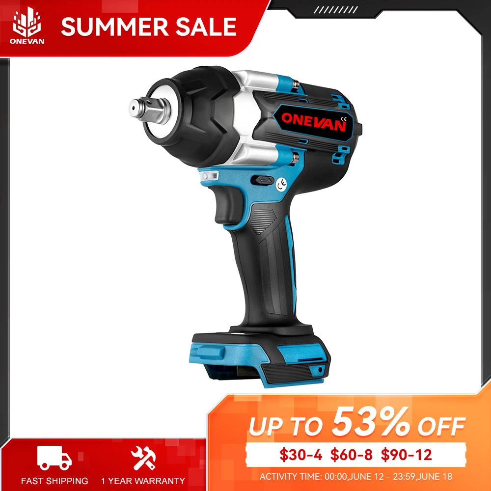 ONEVAN 1800N.M Brushless Electric Impact Wrench With LCD Light Cordless