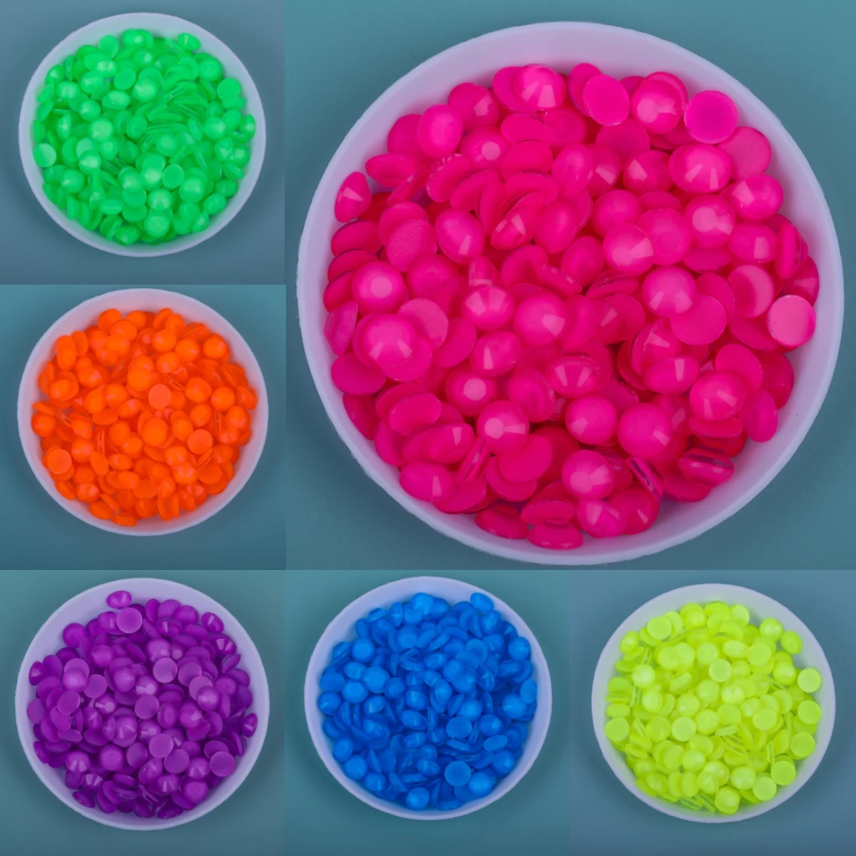 Alle Größe Glas nacht leuchtende Fluoreszenz Kristall Neon nicht Hot Fix Strass Flatback Strass Stoff Kleidungs stück Nail Art Dekorationen – Detail 3