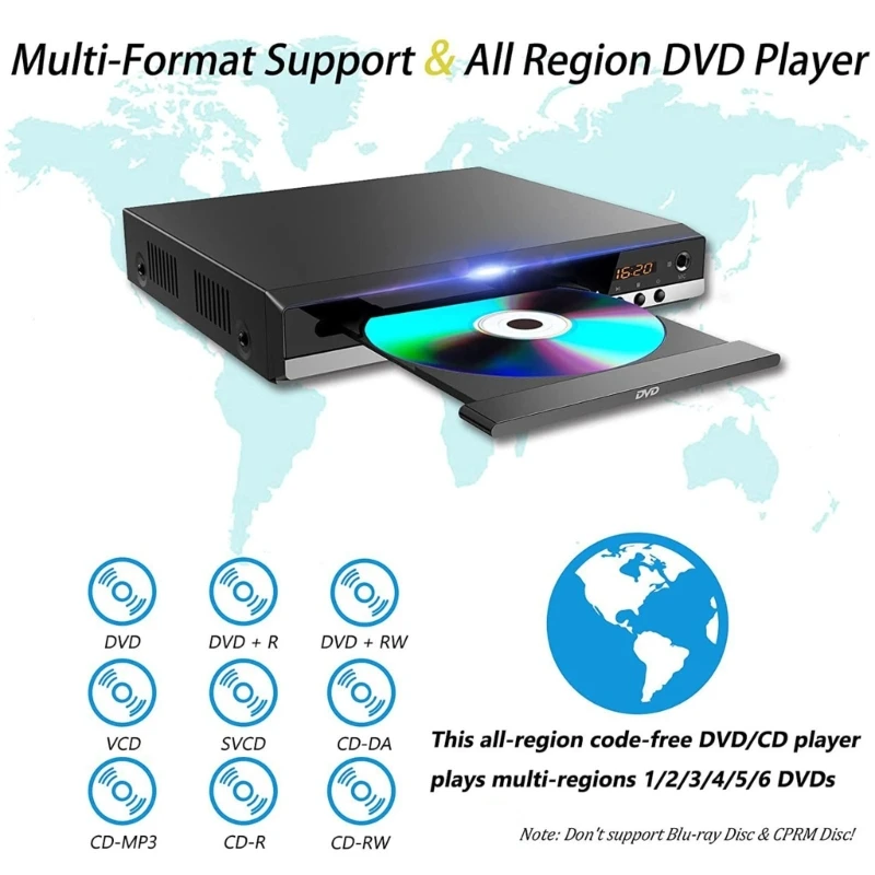 DVD Player VCD CD-Discs Multimedia Player Machine AV-Output with Remote Control & AV-Cable CD Player