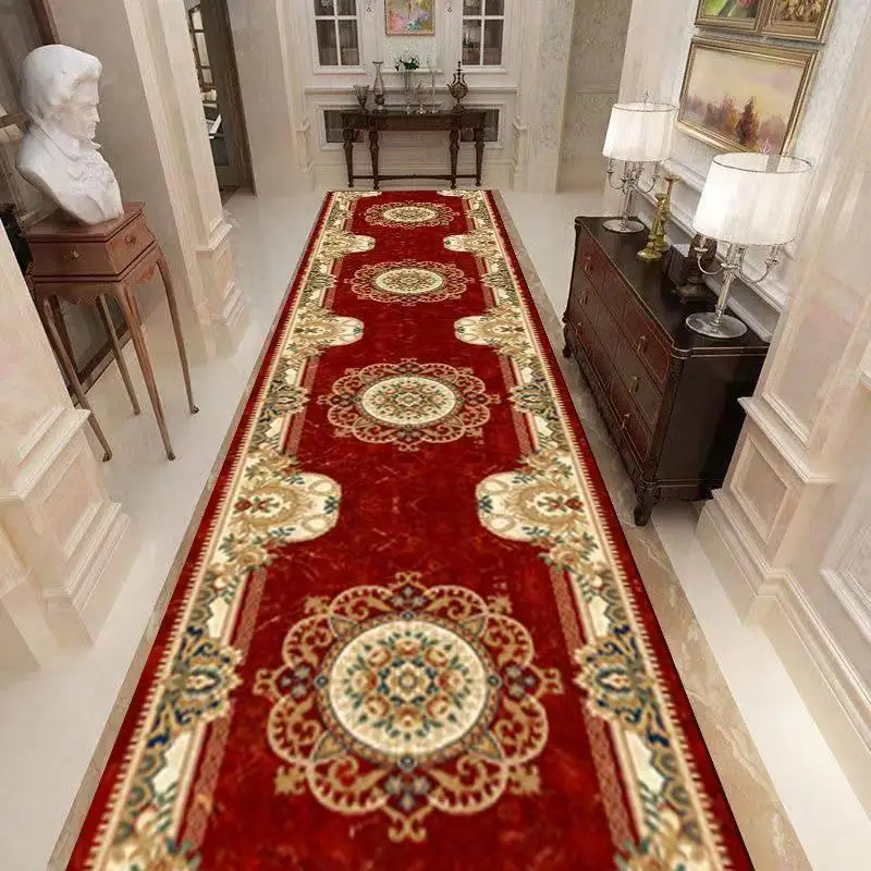 Classical European Lobby Long Hallway Stairs Luxury Carpet Hall Entrance Home Decor Corridor Aisle Runner Customable Wedding Rug 3