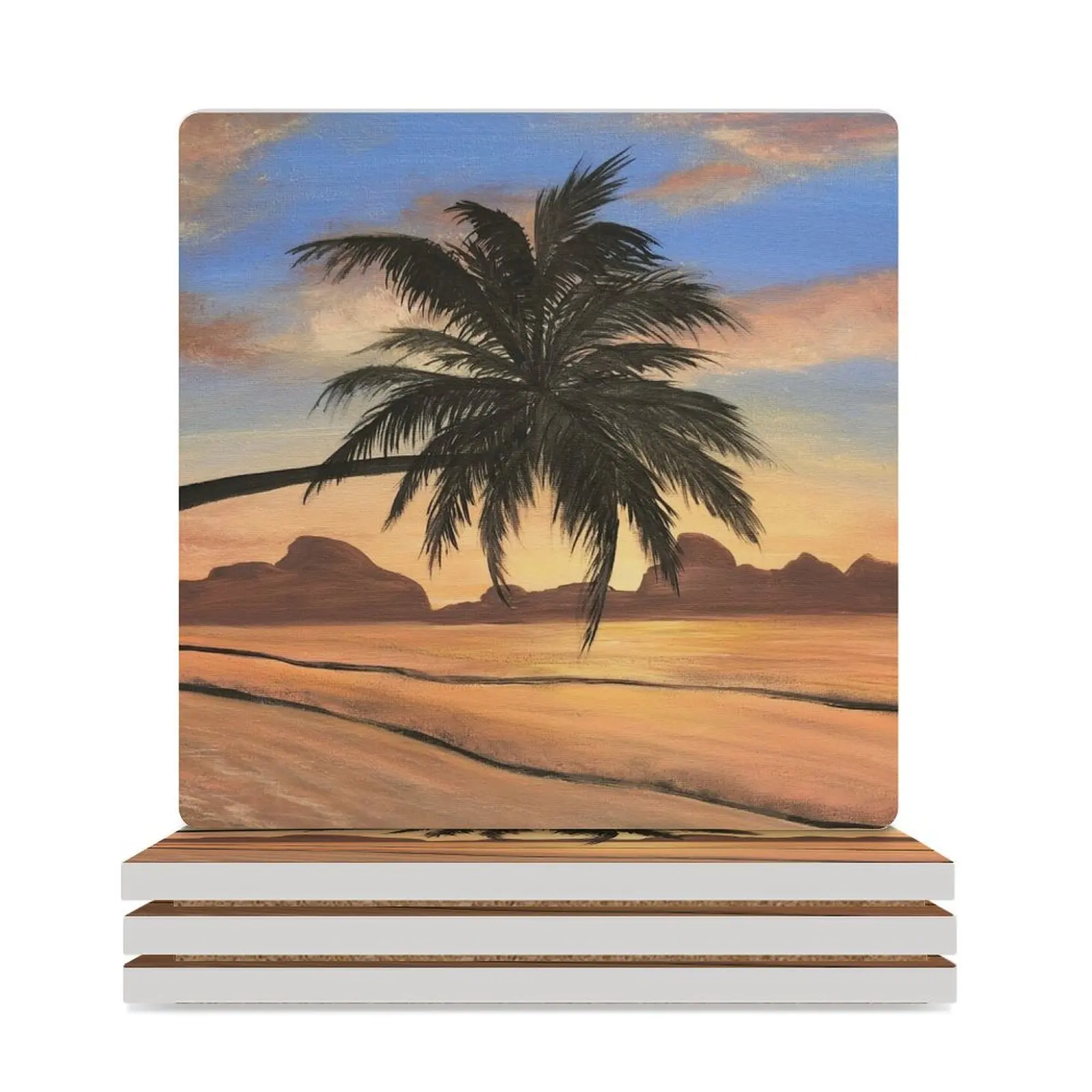 

Warm Mountains Palm Ceramic Coasters (Square) for coffee cups christmas tea anti slip Coasters