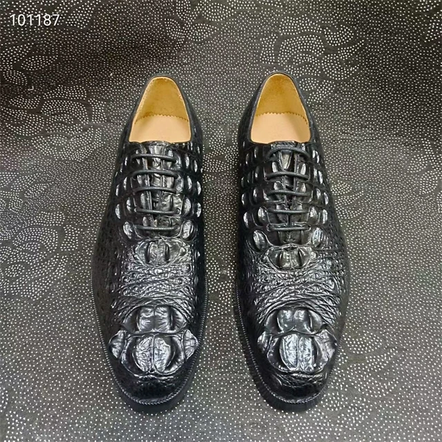 Business Style Genuine Crocodile Skin Men Dress Shoes Authentic Real True Alligator  Leather Male Black Lace-up Oxfords For Suits - AliExpress