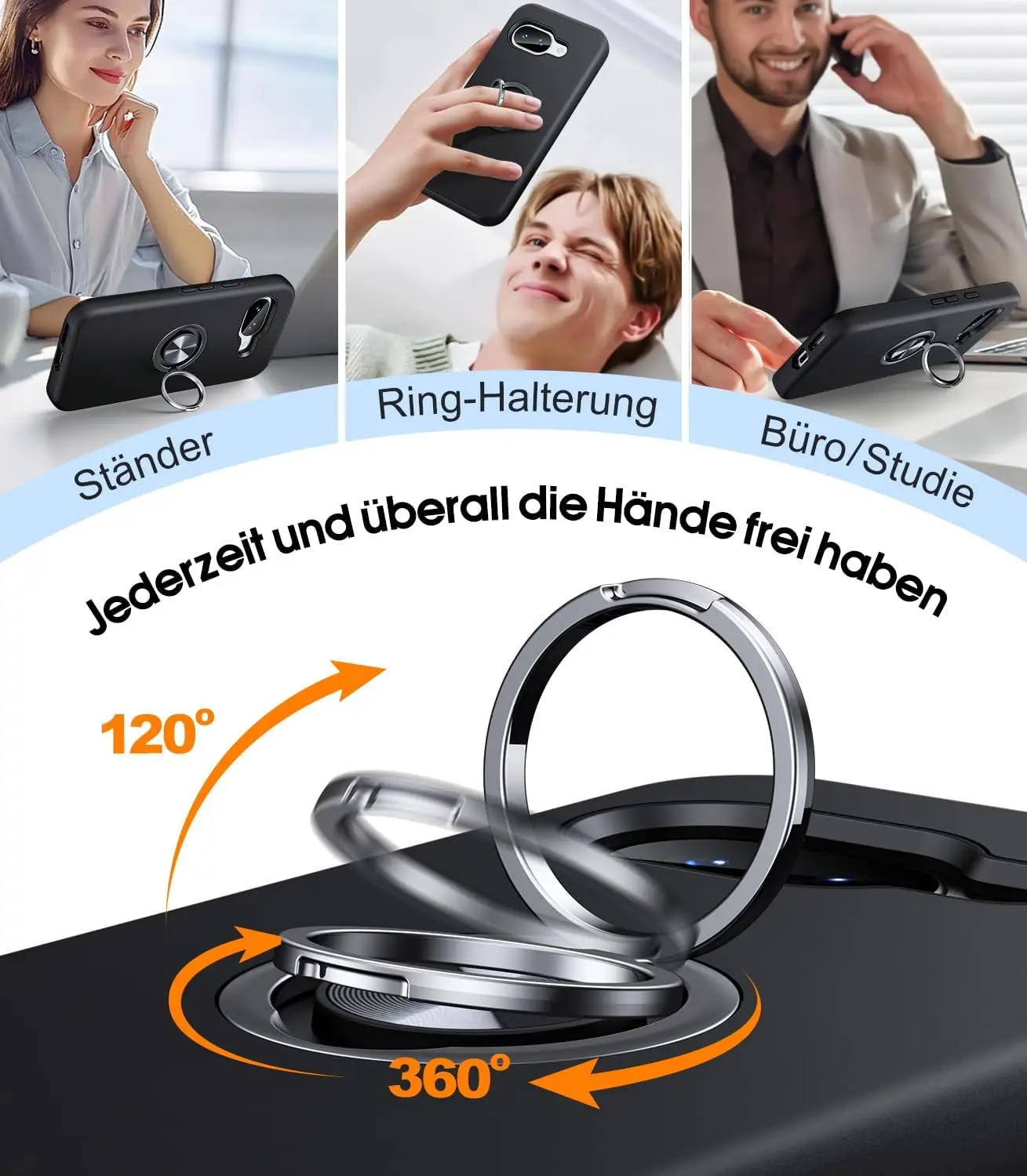 Shockproof Slim Fit Cover with Metal Ring Holder and Kickstand
