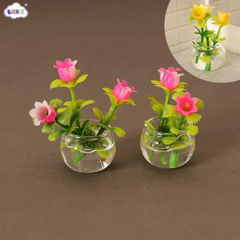 

1pcs Dollhouse Miniature Simulation Potted Flower Vase Model Furniture Accessories For Doll House Decor Kids Pretend Play Toys
