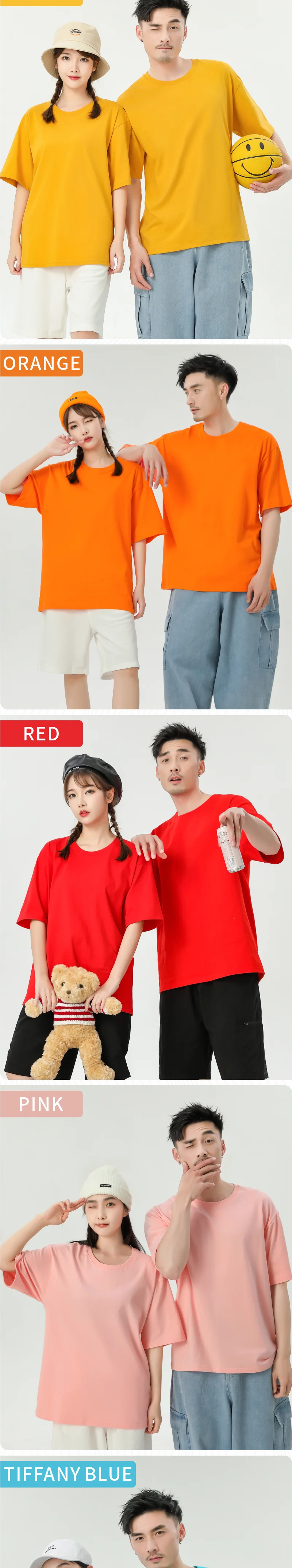 تخصيص تي شيرت شعار مجاني صورة الطباعة فضفاضة قصيرة الأكمام أعلى التطريز المؤسسة فريق الرجال والنساء القميص الثقافي