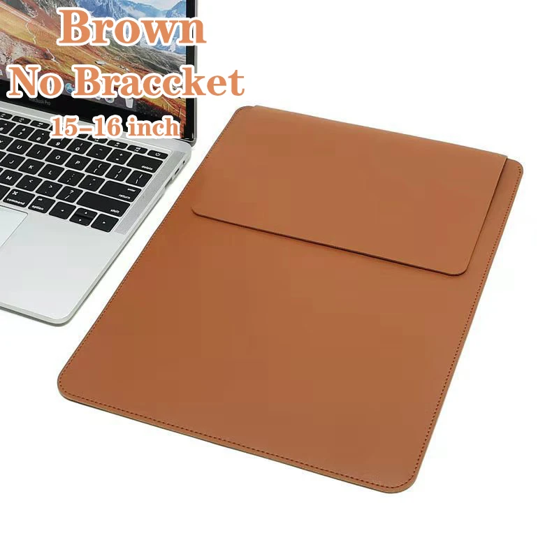 Versatile Waterproof Leather Laptop Sleeve with Built-in Stand