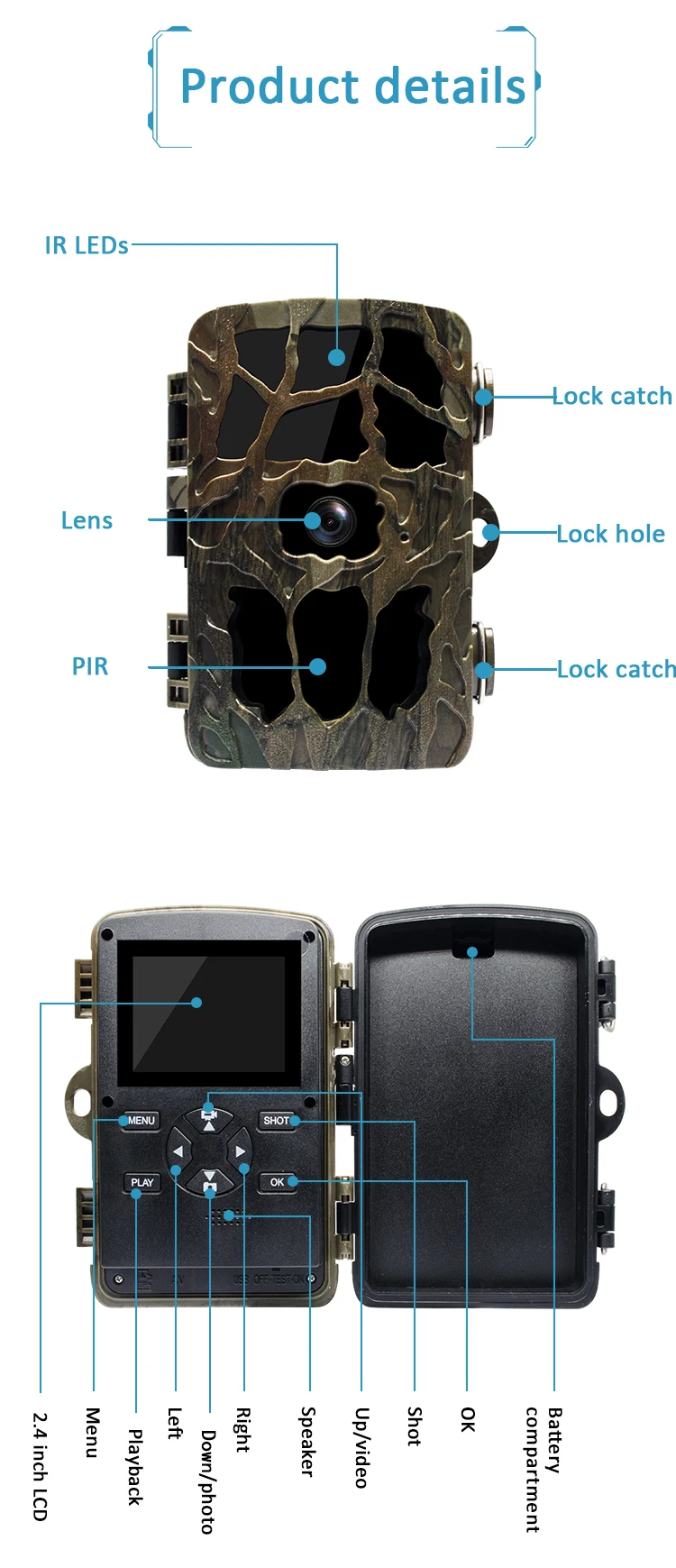 Outdoor Wifi Hunting Camera APP Control Trail Camera IP66 Waterproof 4K 20MP Nig