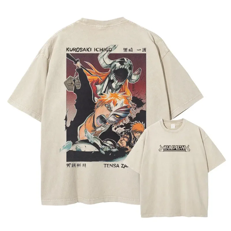 Vintage Anime Washed Oversized T-Shirt - Streetwear Short Sleeve Tee