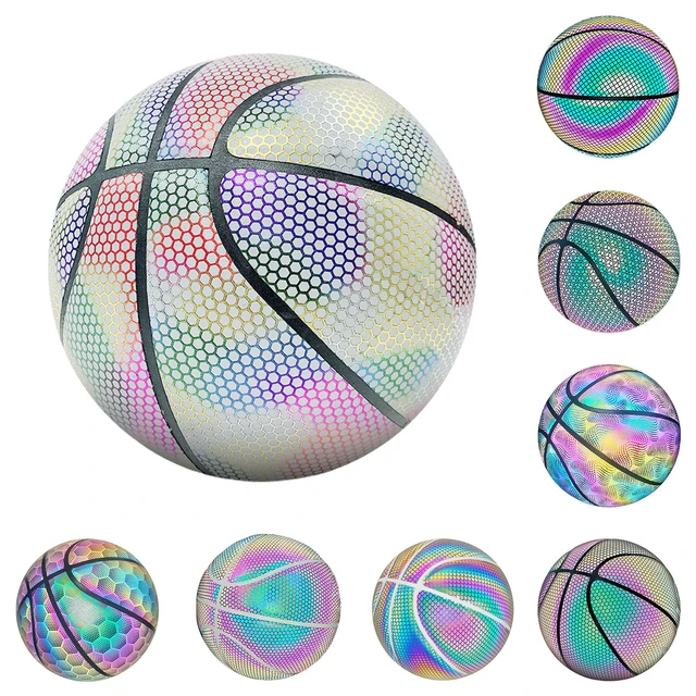 Colorido reflexivo bola de basquete falso couro do plutônio basquete  holográfica festa casa decoração ao ar