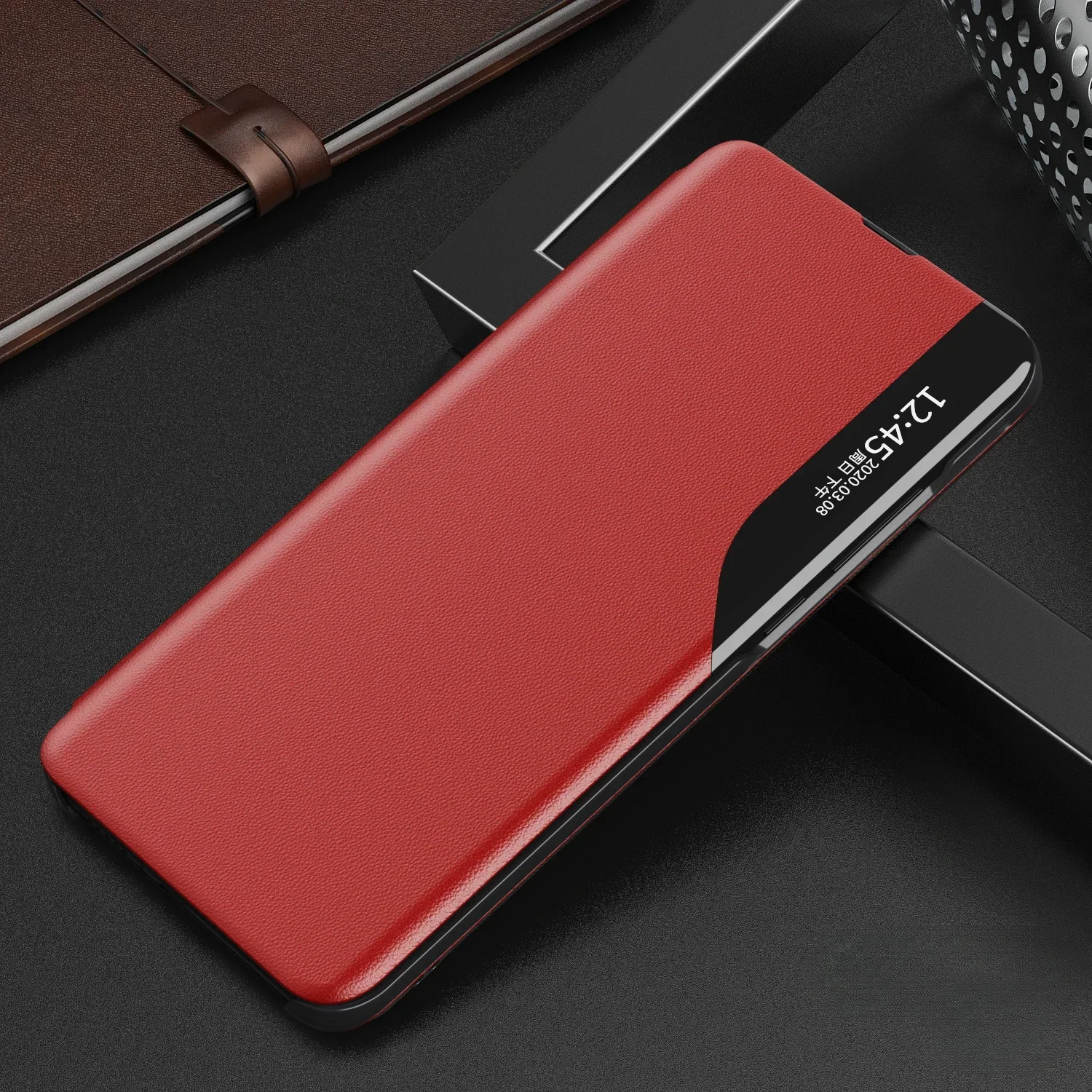 Magnetic Flip Phone Case with Window - Leather Cover and Holder, Anti-Fall Design
