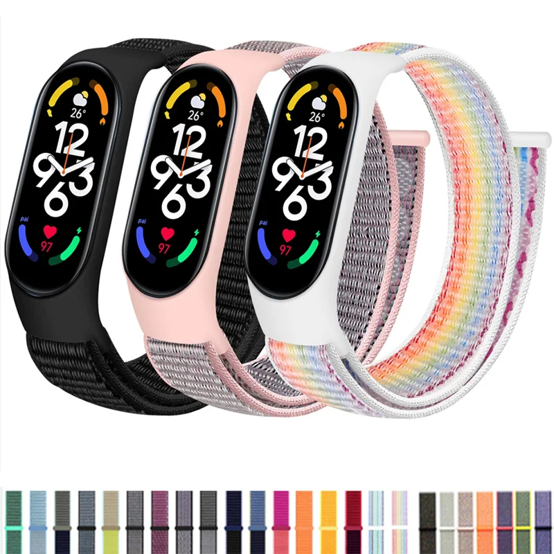 

Nylon Loop Strap For xiaomi mi band 4 7 6 5 Bracelet Watchband Pulsera Correa Wristband Sport Miband 7 6 5 4 3 Nfc Watch Strap