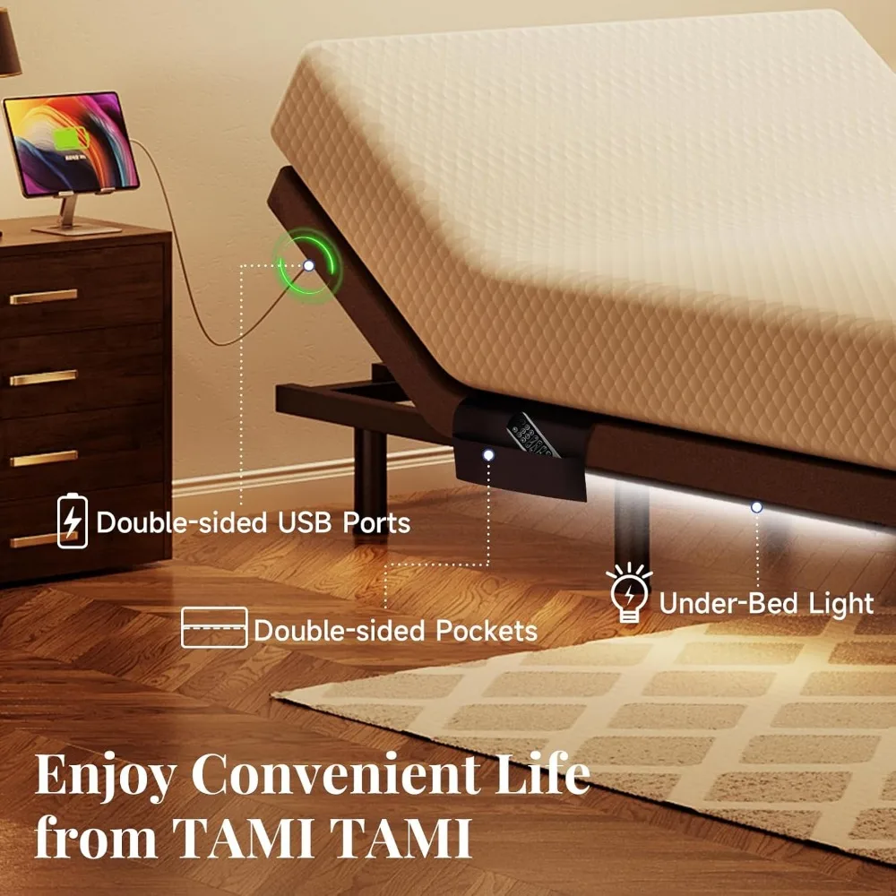 Adjustable Bed Frame Split King Size with Remote & Massage  Syncable Electric Beds Bases Zero Gravity Dual 6