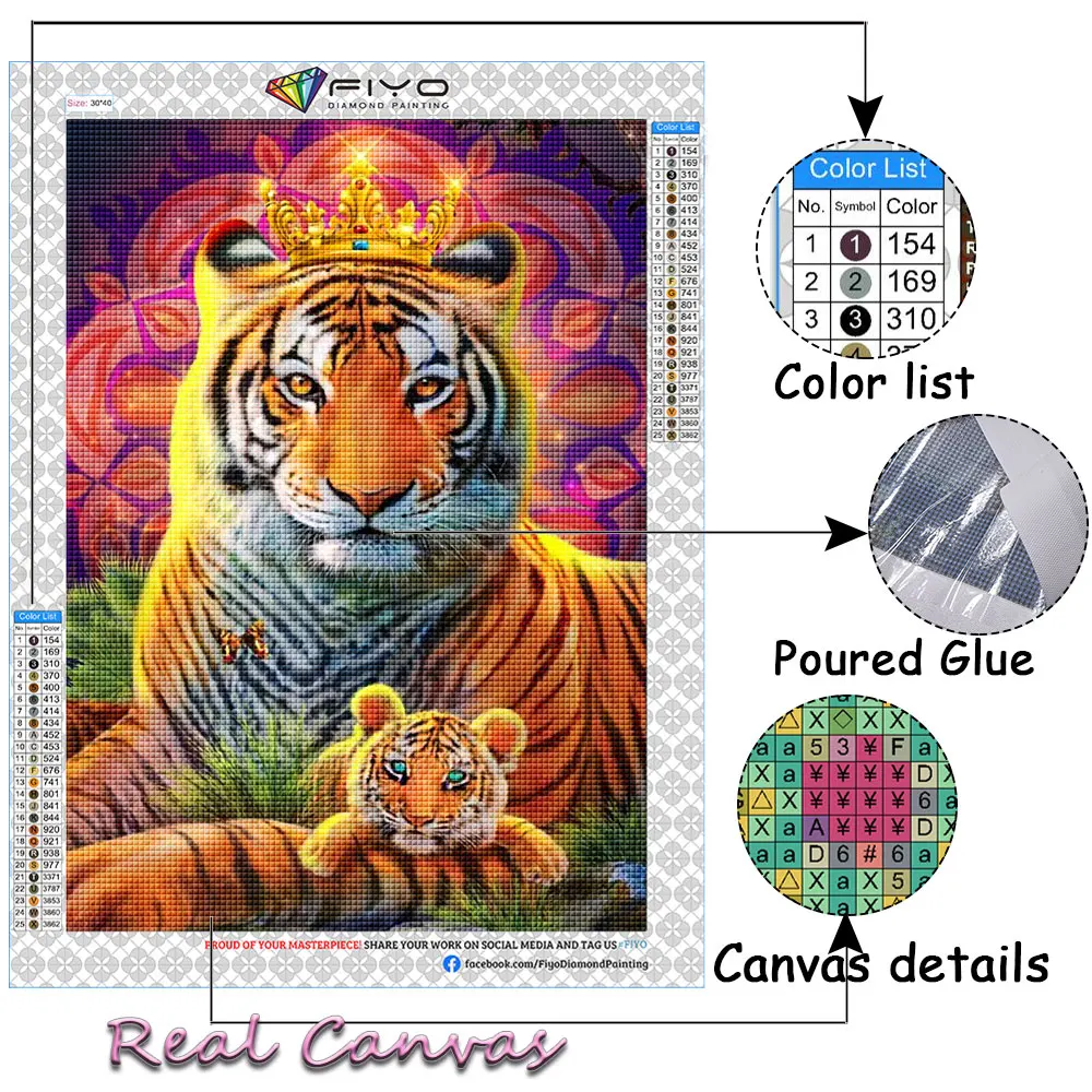 Diamond Art Painting Sheet Kit 6 X 8 Colorful Tiger