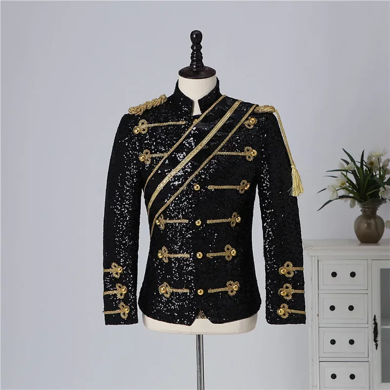 New Michael men clothing fashion slim MJ Michael Jackson coat dance Sequins suit jacket stage singer costumes coaplay costum#1#W