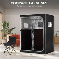 Full Size Far Infrared Sauna 2 Person Home SPA with Time & Temperature Remote Home Sauna for Relaxation Greyborder 2