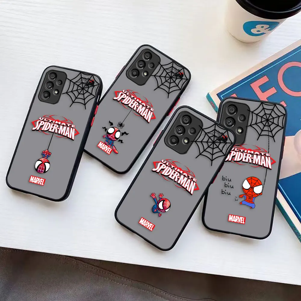 

Matte Case for Samsung Galaxy A73 A72 A71 A53 A52 A51 A50 A42 A32 A33 A30 A23 A21S 5G 4G LITE Case Cute Marvel spiderman Cartoon