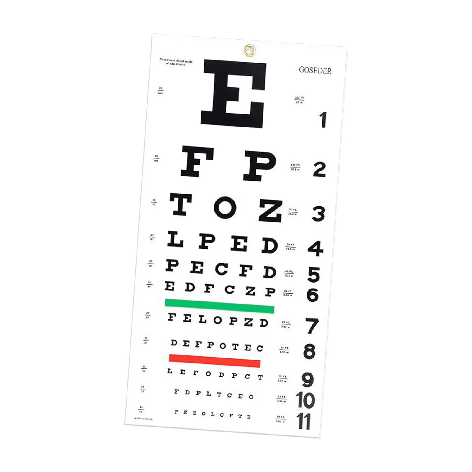 Eye Chart No Fading Wear Resistant Color Bars Wall Decor Low Vision Eye Test Chart Visual Acuity Measuring Educational eye chart wall decor