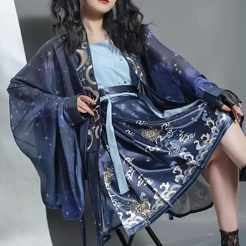Chinese Style Improved Ming Dynasty Exquisite Printed Horse-face Skirt Women High Waist All-match Pleated Mini Horse-face Skirt