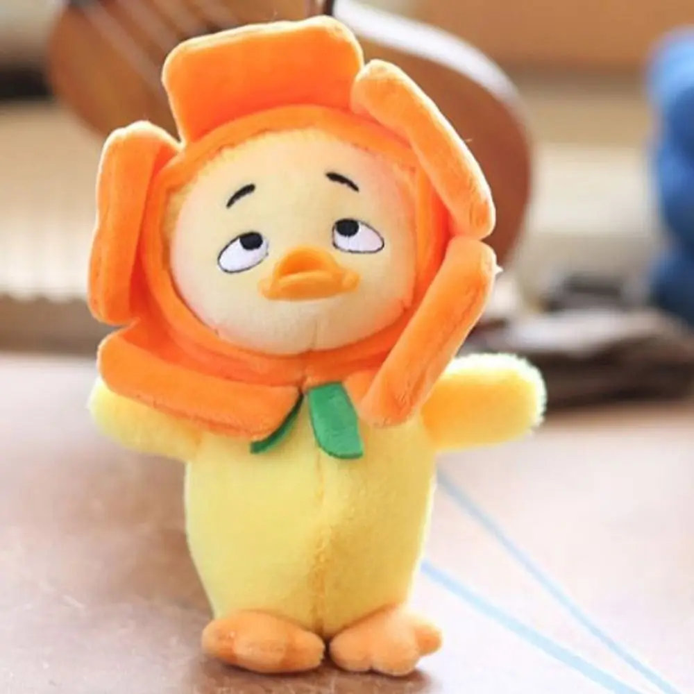 부드러운 봉제 펜던트 인형 오리 봉제 키 체인, 귀여운 시뮬레이션 작은 노란색 오리 봉제 열쇠 고리, 짜증나는 일