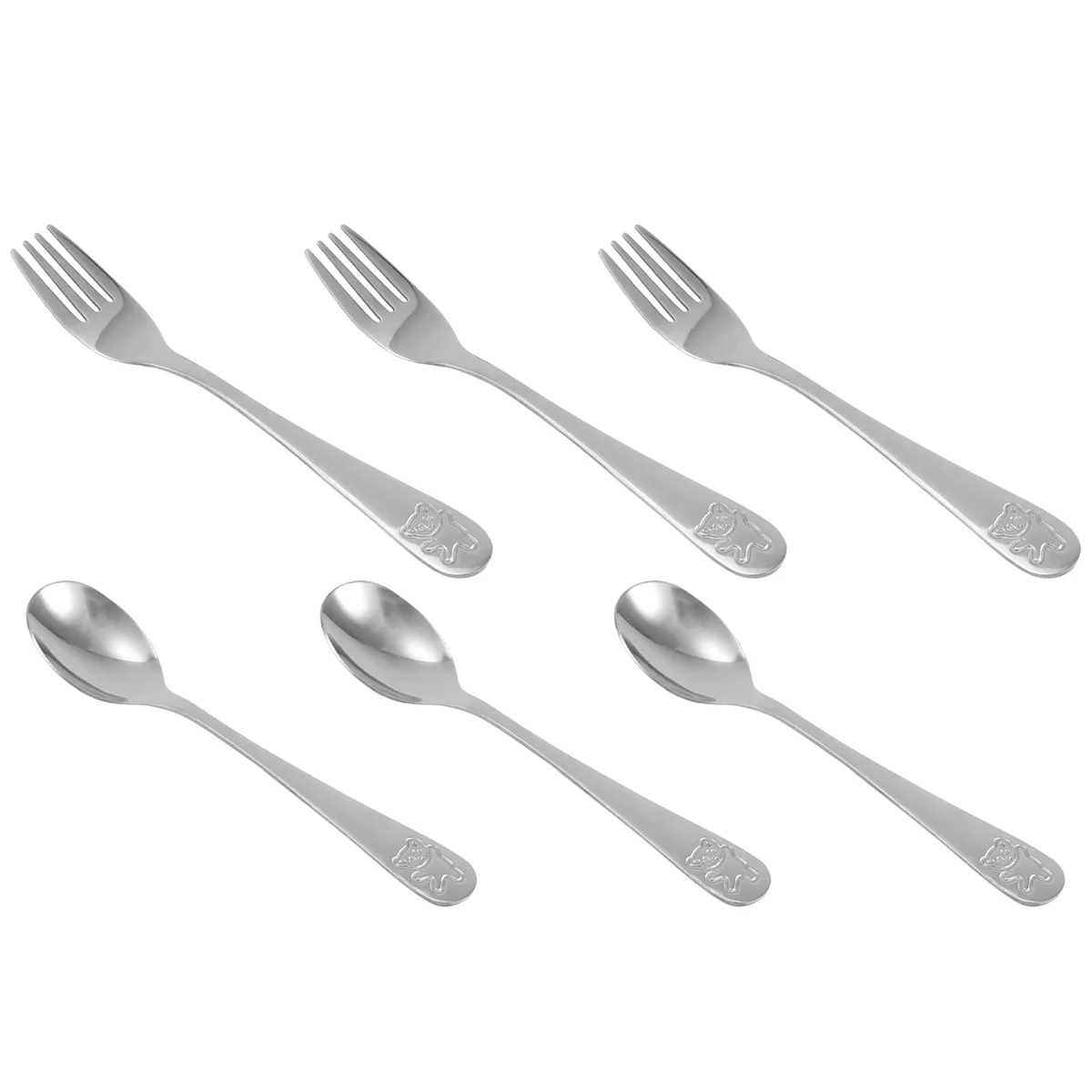 Stainless Steel Child Safety Cutlery Bear Children Spoon and Fork Set Toddler Utensils Metal Cutlery Set